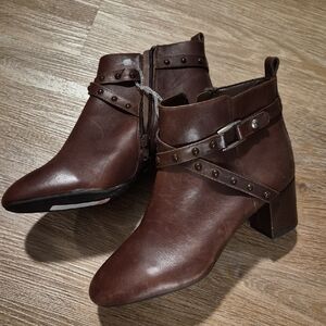 Alex Marie Rich Brown Leather Ankle Boots